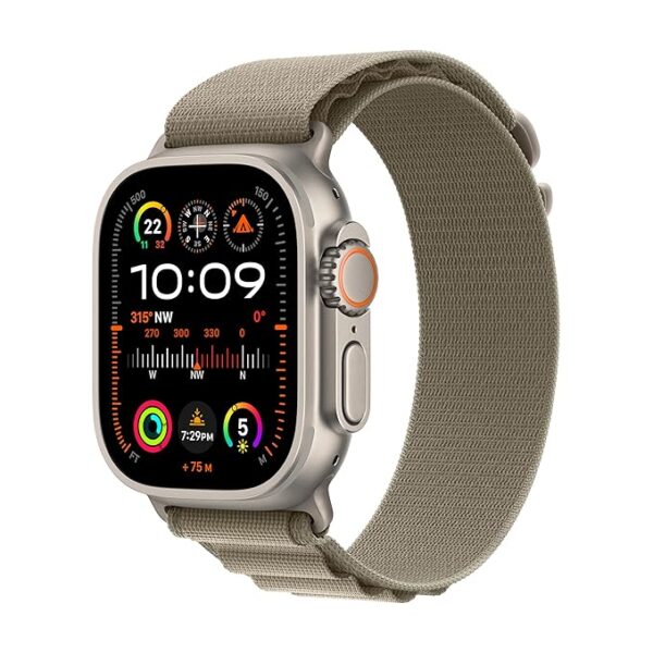 Apple Watch Ultra 2 [GPS + Cellular 49mm] Smartwatch with Rugged Titanium Case & Olive Alpine Loop Small. Fitness Tracker, Precision GPS, Action Button, Extra-Long Battery Life, Bright Retina Display